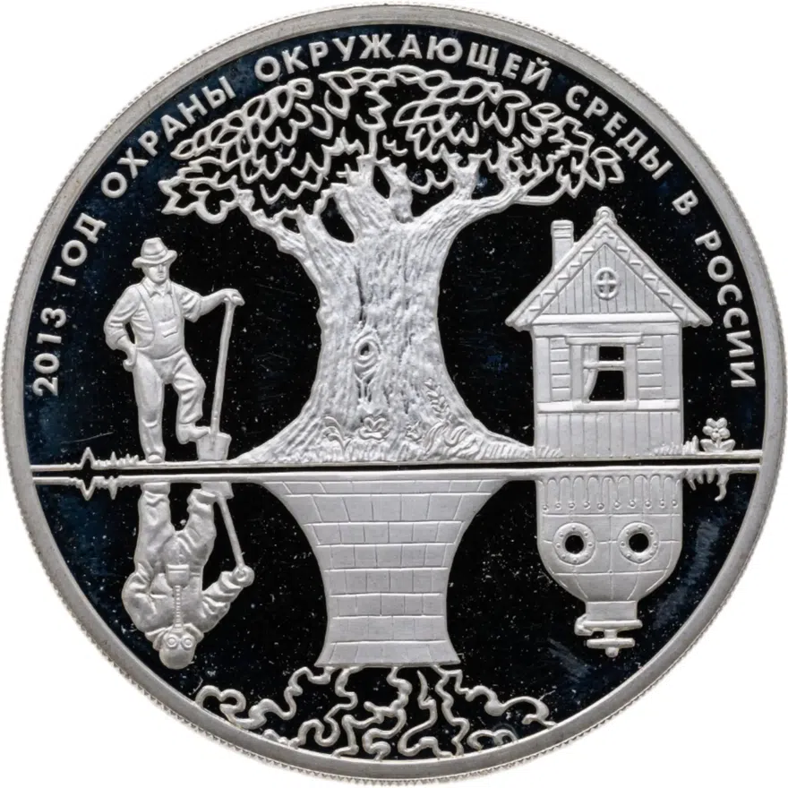 3 рубля 2013 ММД Proof "Год охраны окружающей среды", аверс