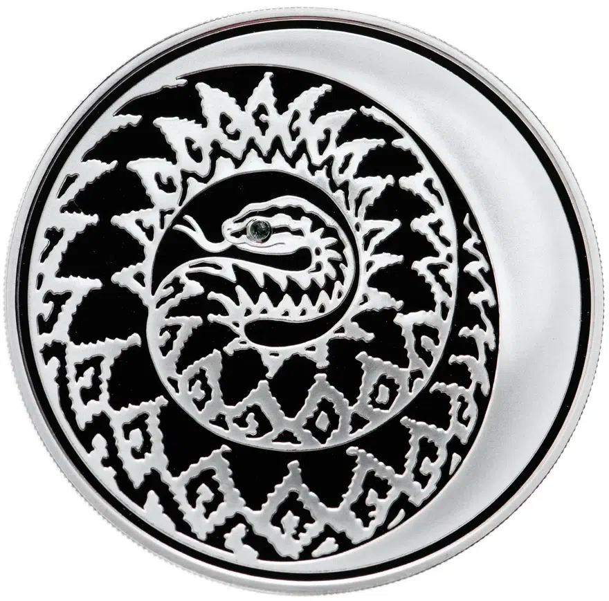 3 рубля 2013 ММД Proof "Змея с глазом в виде кристаллической вставки. Лунный календарь"