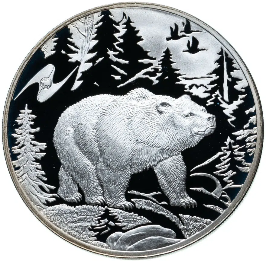 3 рубля 2009 СПМД "Животный мир стран ЕврАзЭС: Медведь", аверс