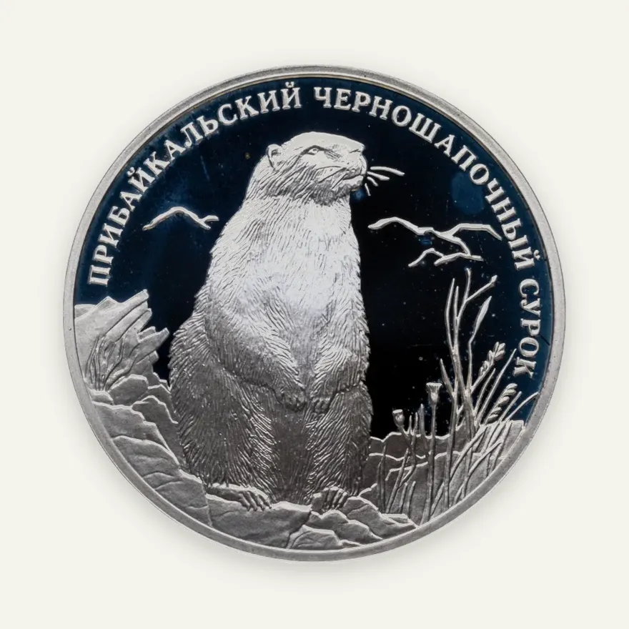 2 рубля 2008 СПМД "Красная книга: прибайкальский черношапочный сурок"