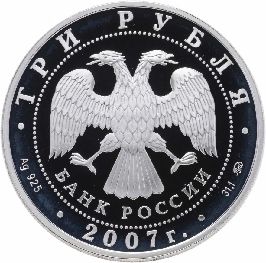 3 рубля 2007 ММД "Лунный календарь - год кабана", реверс