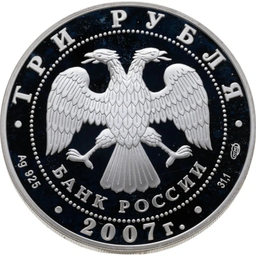 3 рубля 2007 СПМД "Международный полярный год", реверс