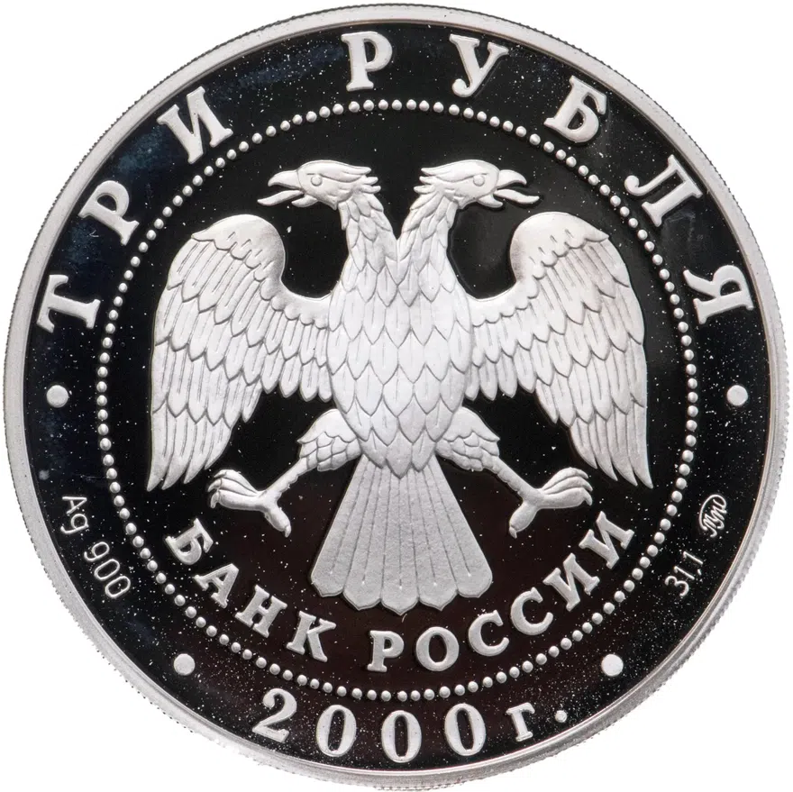 3 рубля 2000 ММД "Россия на рубеже тысячелетий человек: человек в современном мире", реверс