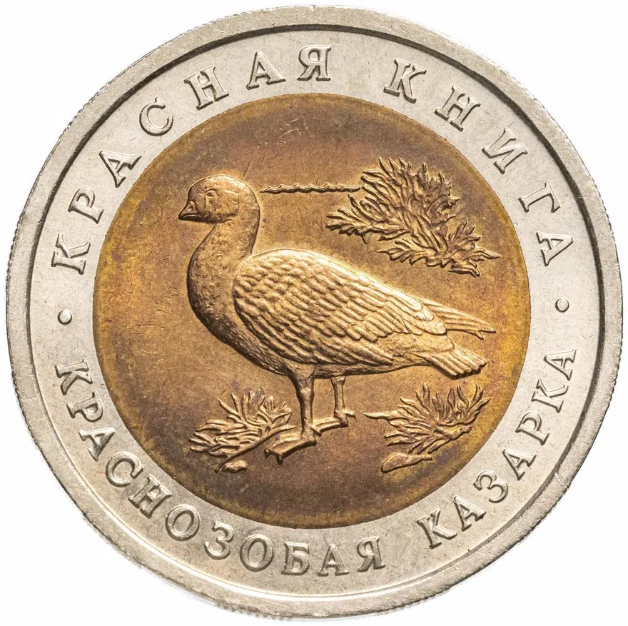 10 рублей 1992 ЛМД краснозобая казарка