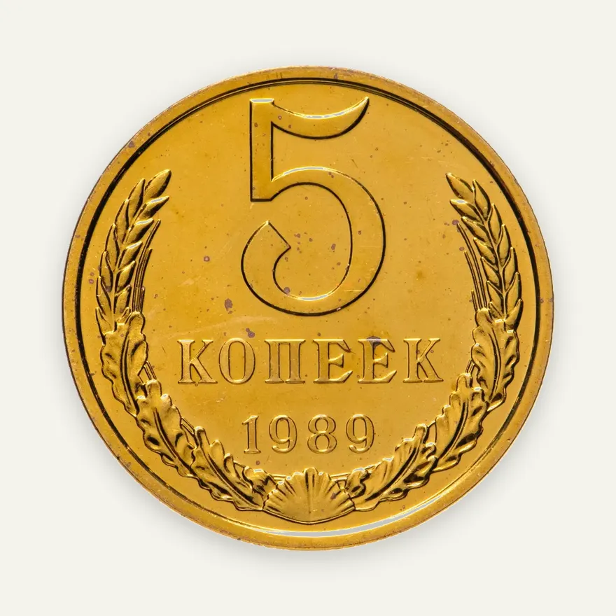 5 копеек 1989 штемпельный блеск, аверс