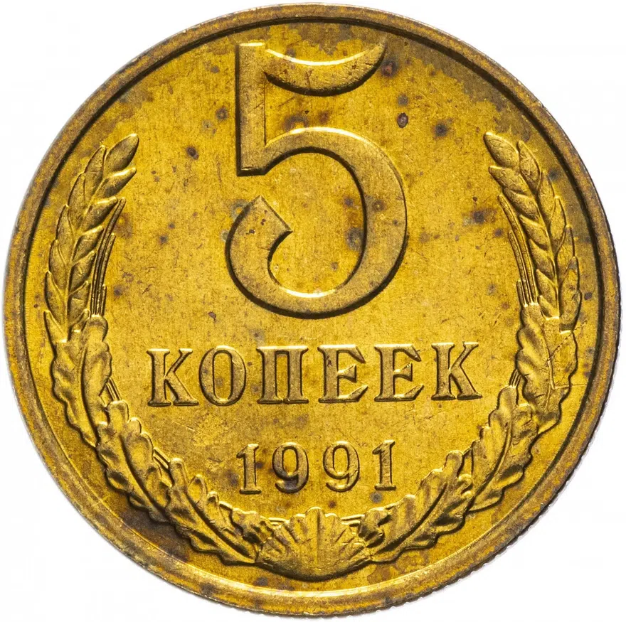 5 копеек 1991 М, аверс