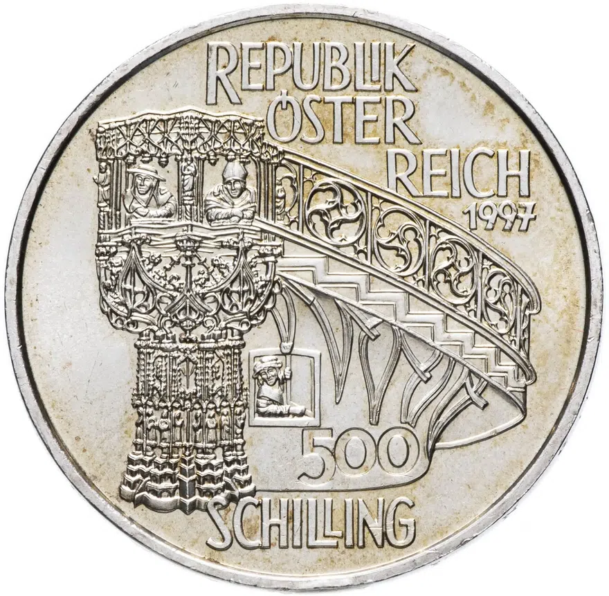 Австрия 500 шиллингов (shillings) 1997 "Кузнечное дело", реверс
