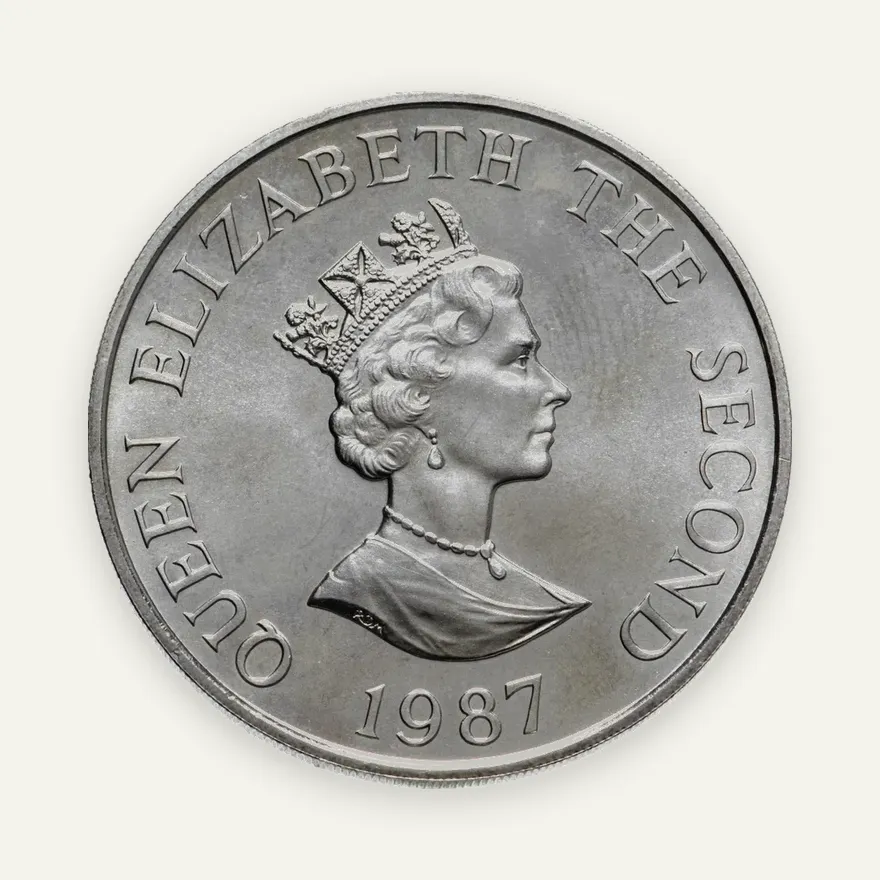 Джерси 2 фунта (pounds) 1987  25 лет Всемирному фонду дикой природы, реверс