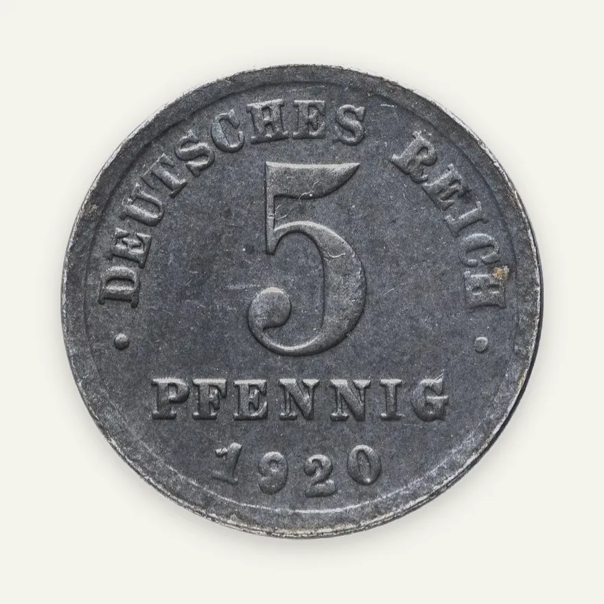 Германия 5 пфеннигов (pfennig) 1920 F, реверс