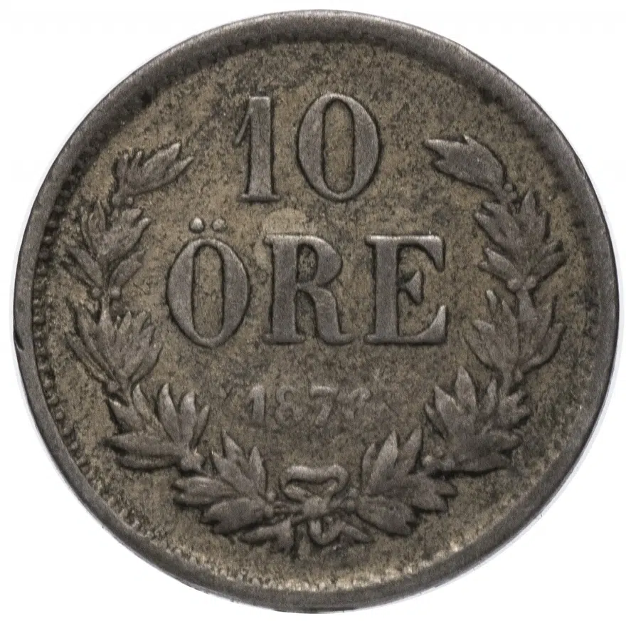 Швеция 10 эре (ore) 1876, реверс