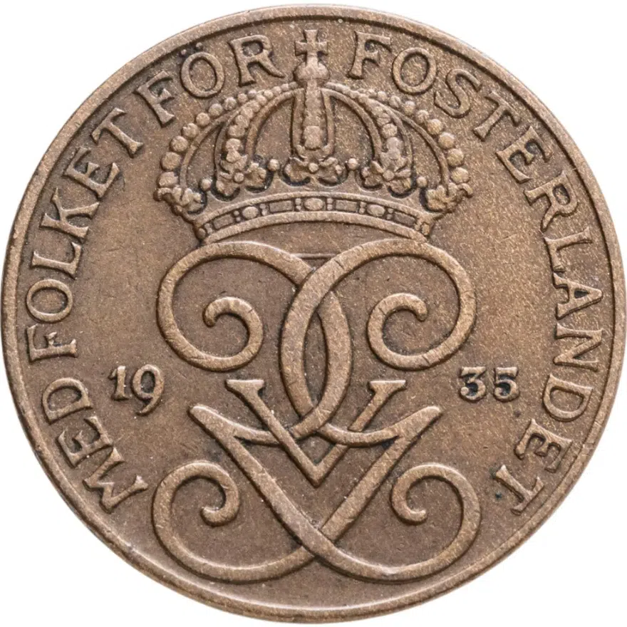 Швеция 5 эре (ore) 1935, аверс