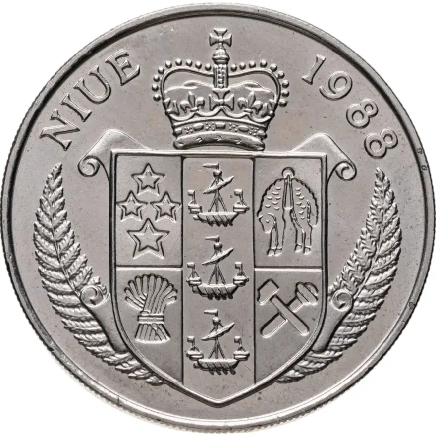 Ниуэ 5 долларов (dollars) 1988  Джон Кеннеди, реверс