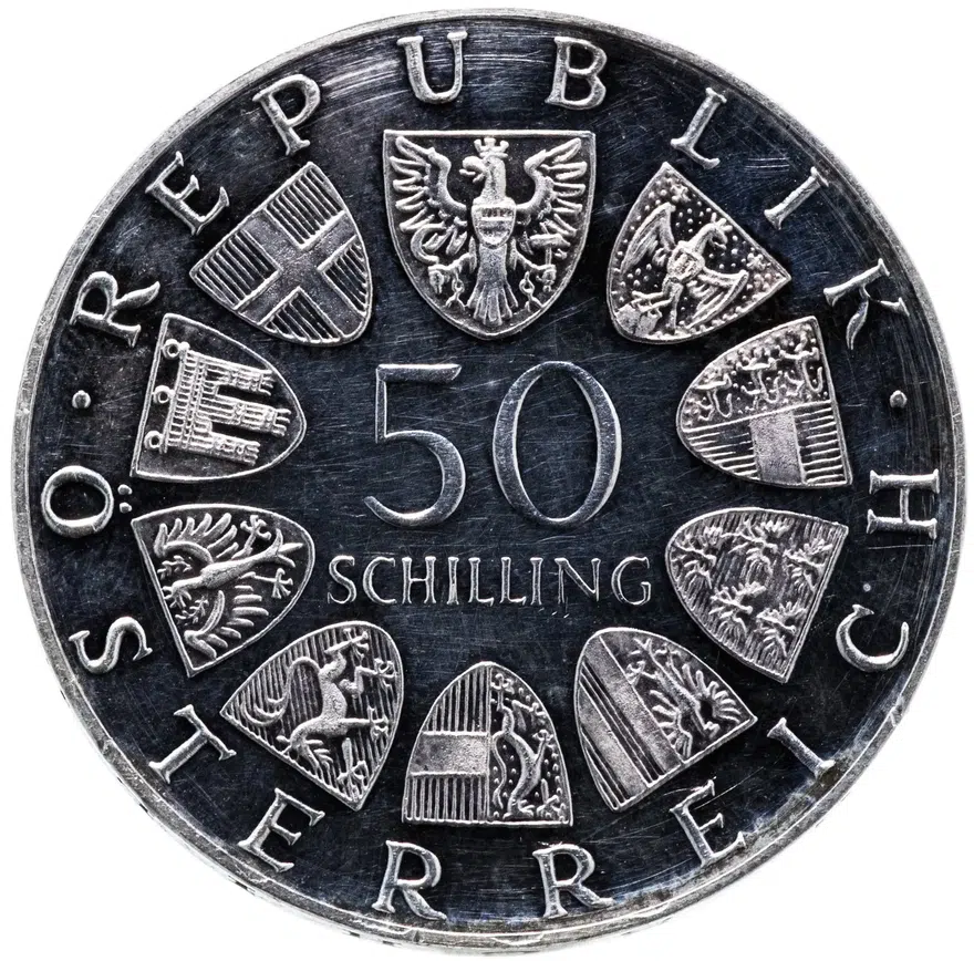 Австрия 50 шиллингов (shilling) 1974  Международная Венская выставка цветов, реверс