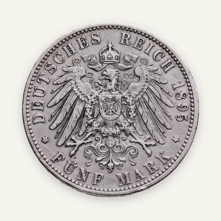 Германия (Империя) 5 марок (mark) 1895 D, реверс