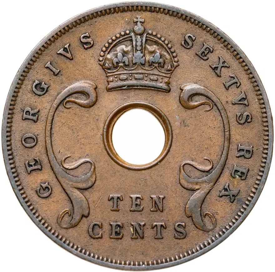 Британская Восточная Африка 10 центов (cents) 1949, реверс