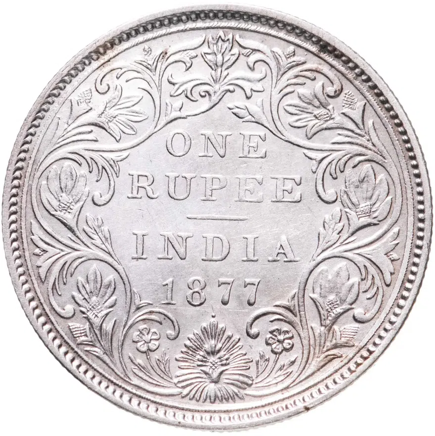 Индия (Британская) 1 рупия (rupee) 1877   без обозначения монетного двора, реверс