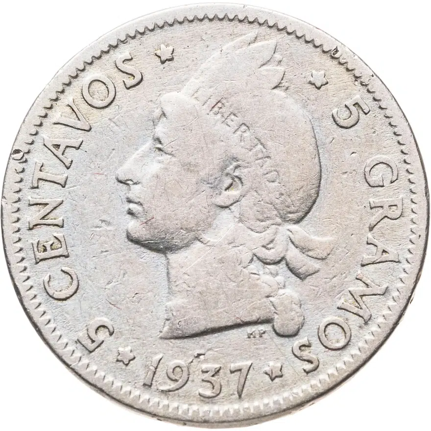 Доминикана 5 сентаво (centavos) 1937