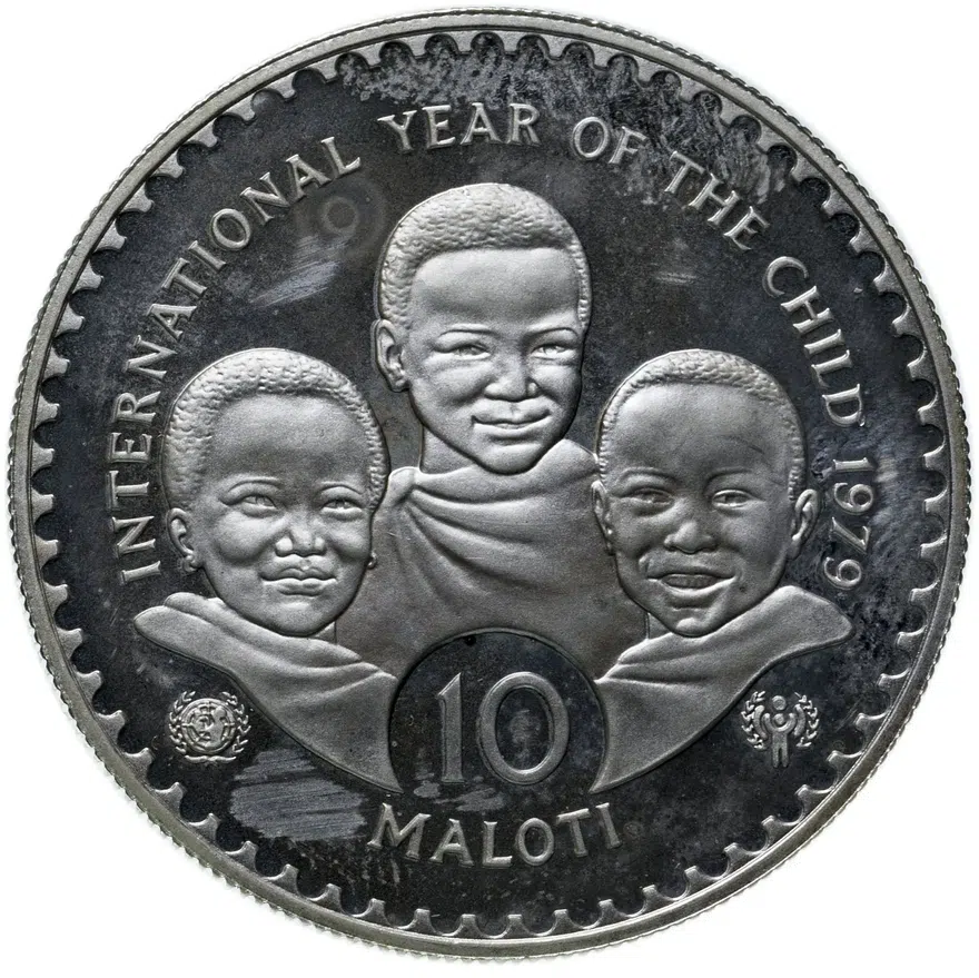 Лесото 10 малоти (maloti) 1979 Международный год детей, реверс