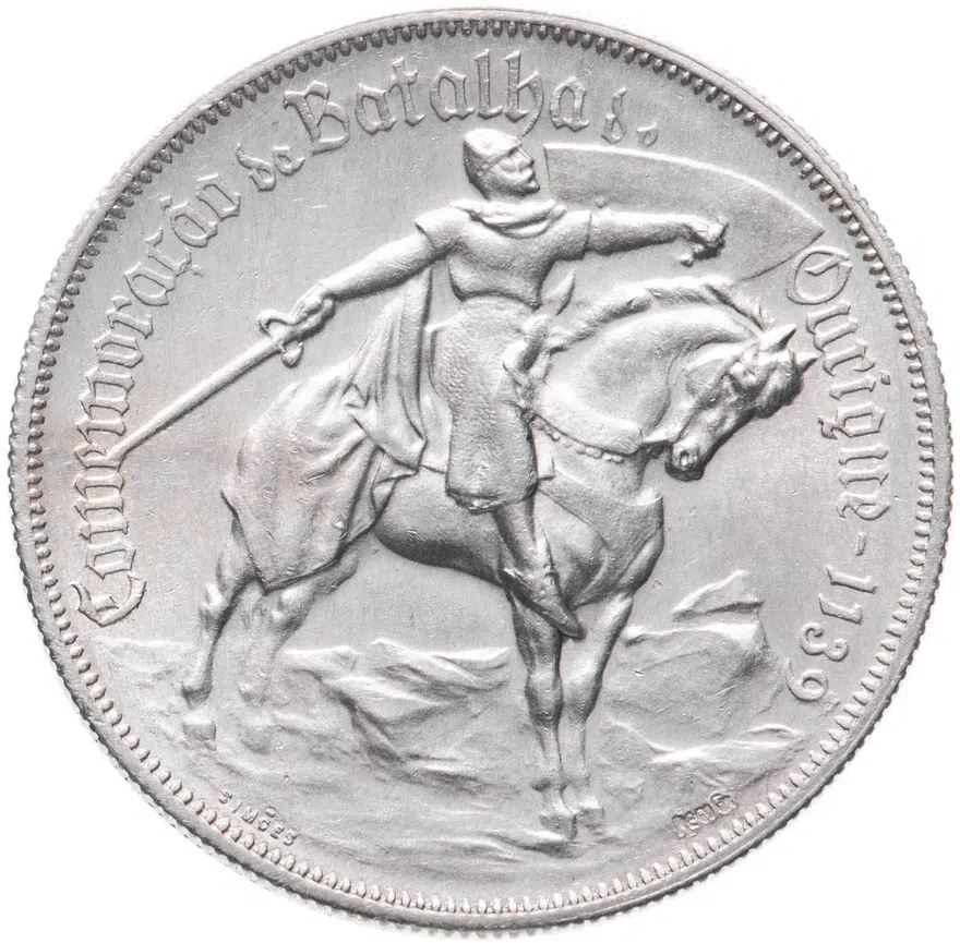 Португалия 10 эскудо (escudos) 1928  Битва при Оурике, аверс