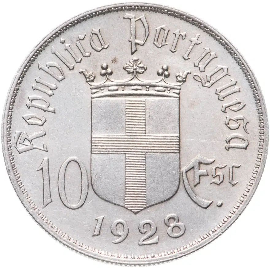 Португалия 10 эскудо (escudos) 1928  Битва при Оурике, реверс