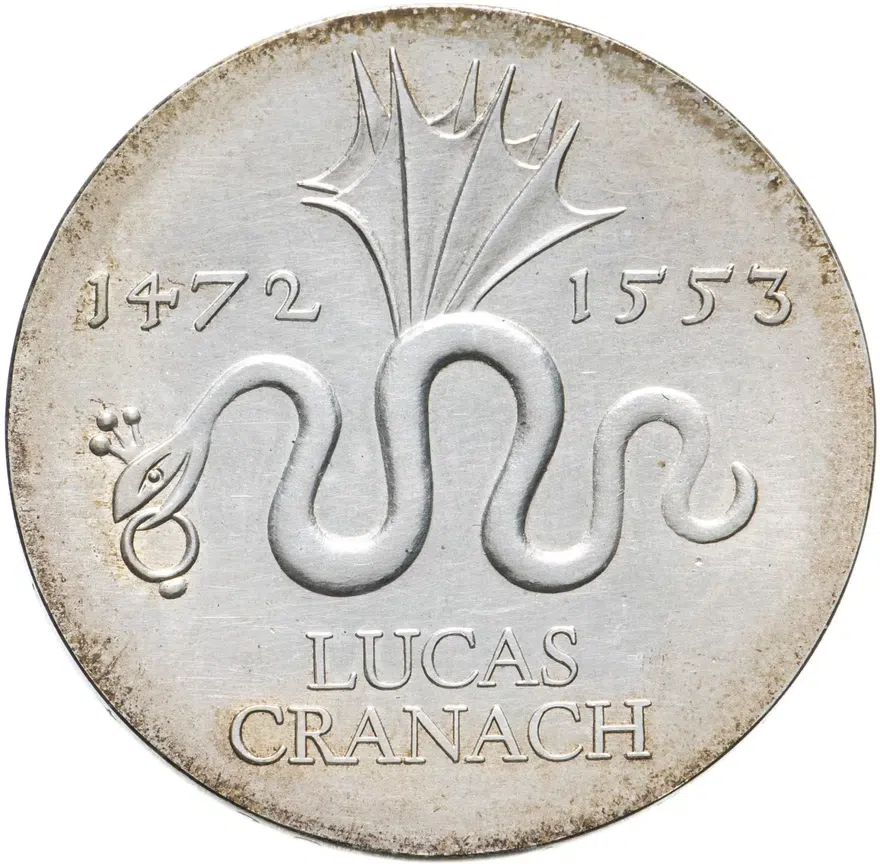 Германия (ГДР) 20 марок (mark) 1972  500 лет со дня рождения Лукаса Кранаха старшего
