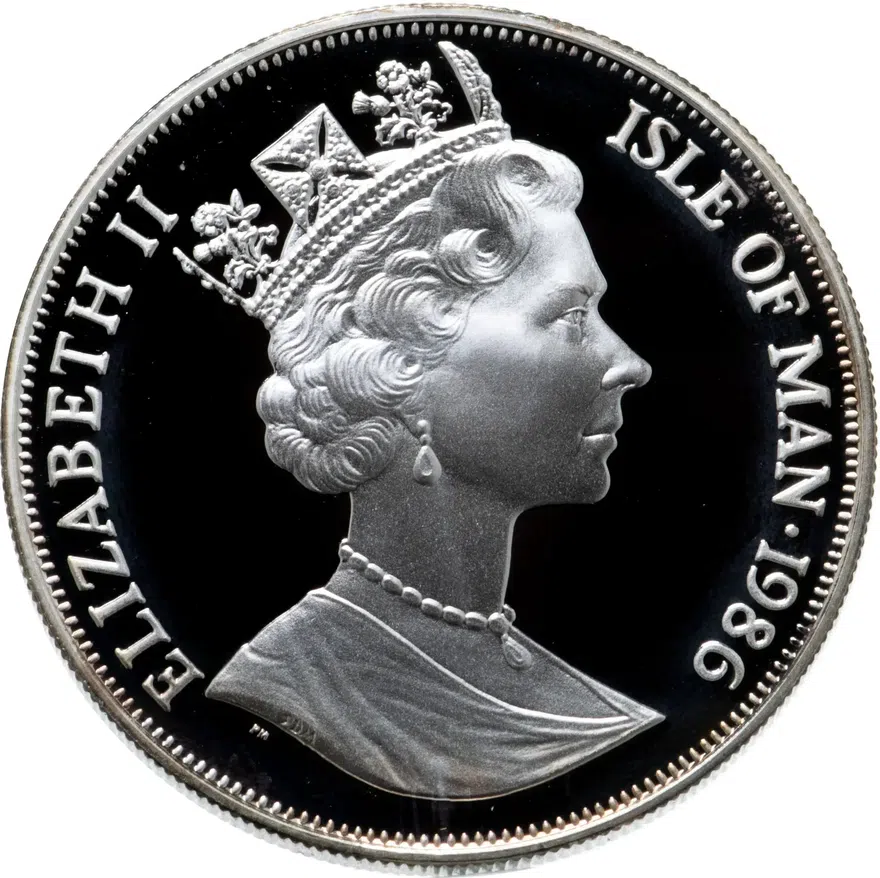 Остров Мэн 1 крона (crown) 1986  Чемпионат мира по футболу 1986, Мексика /гол, 2 игрока/, реверс