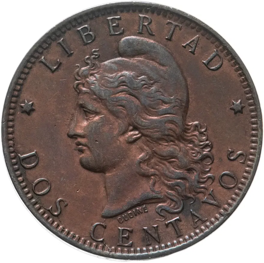 Аргентина 2 сентаво 1891, аверс