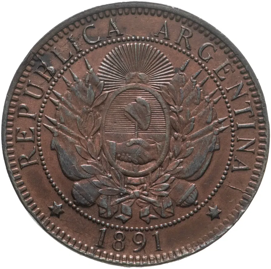 Аргентина 2 сентаво 1891, реверс