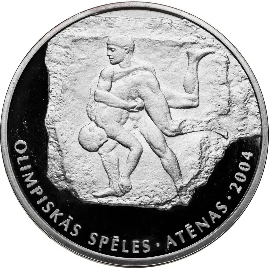 Латвия 1 лат (lats) 2002 "XXVIII летние Олимпийские Игры, Афины 2004 - Греко-римская борьба"