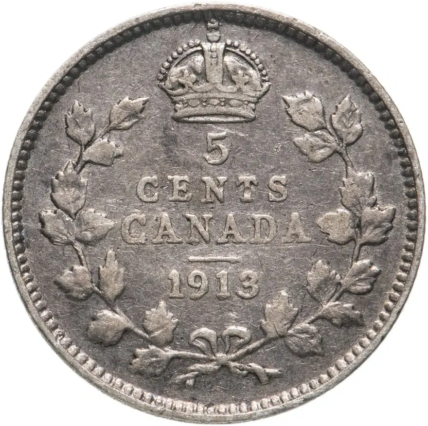 Канада 5 центов (cents) 1913, аверс