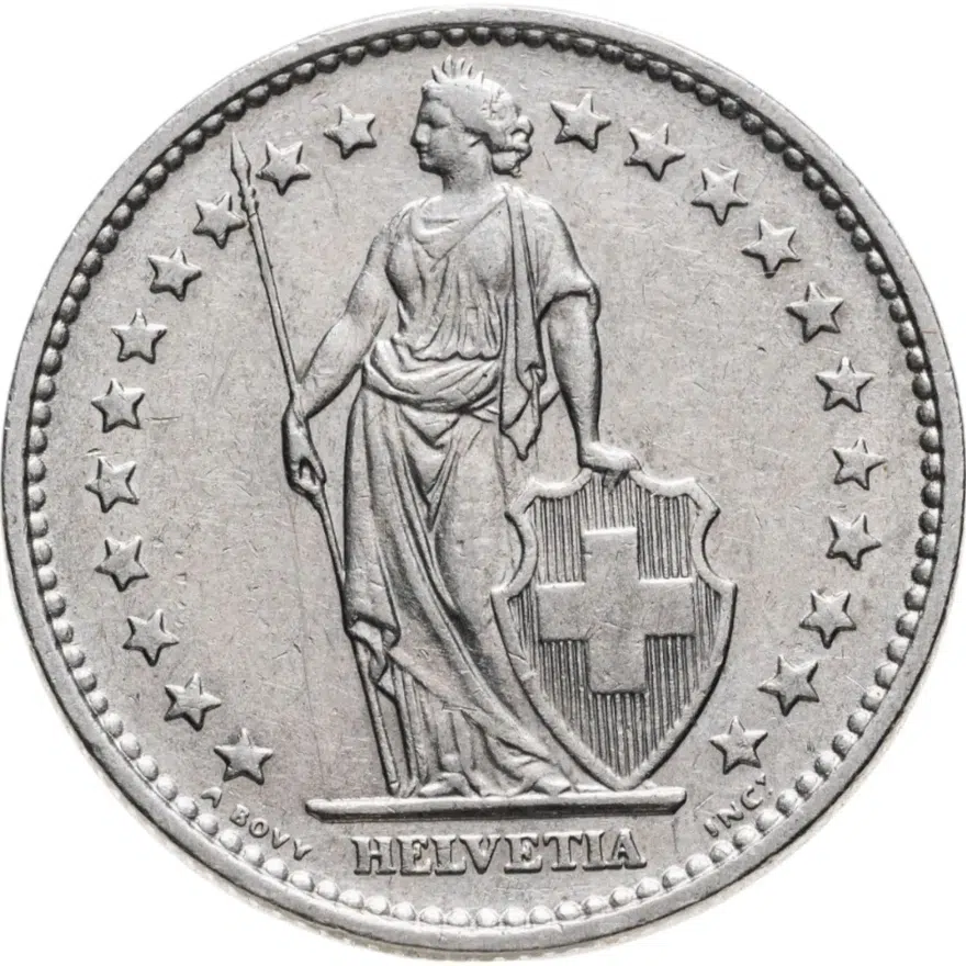 Швейцария 2 франка (francs) 1970, реверс