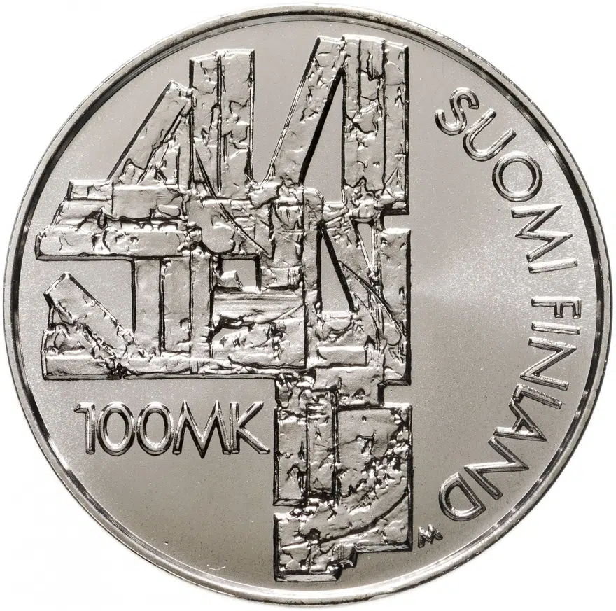 Финляндия 100 марок (markkaa) 2000  Алексис Киви, реверс
