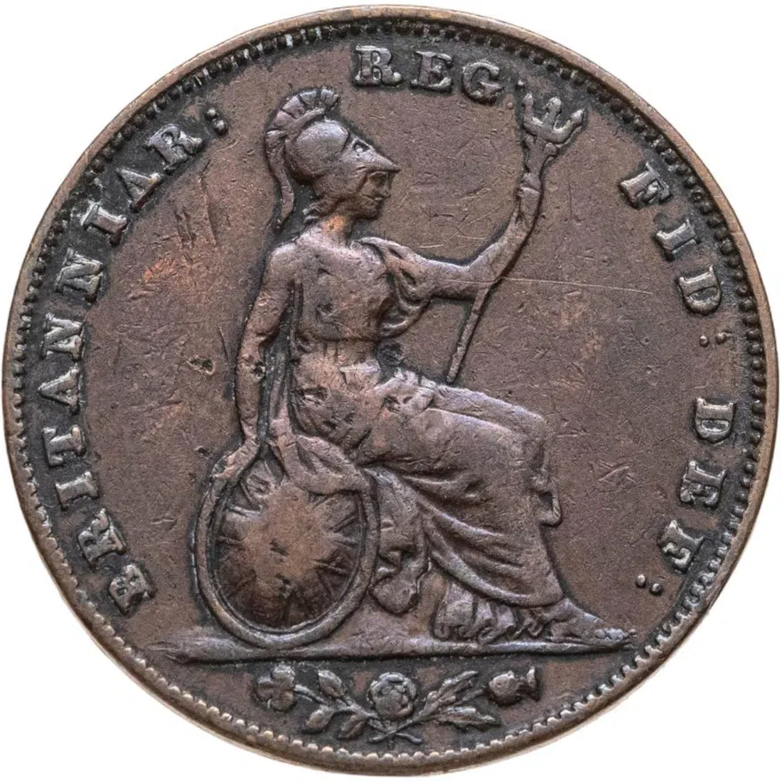 Великобритания 1 фартинг (farthing) 1848, реверс