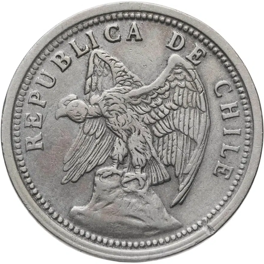 Чили 20 сентаво (centavos) 1932   Без имени дизайнера O.ROTY на аверсе