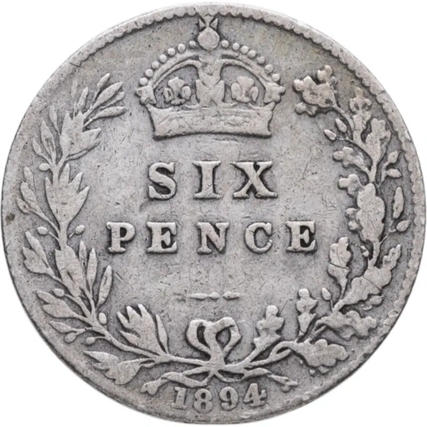 Великобритания 6 пенсов (pence) 1894, реверс