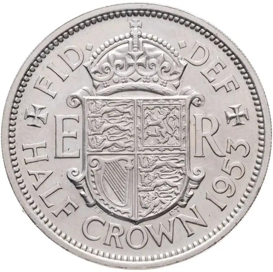 Великобритания 1/2 кроны (crown) 1953, реверс