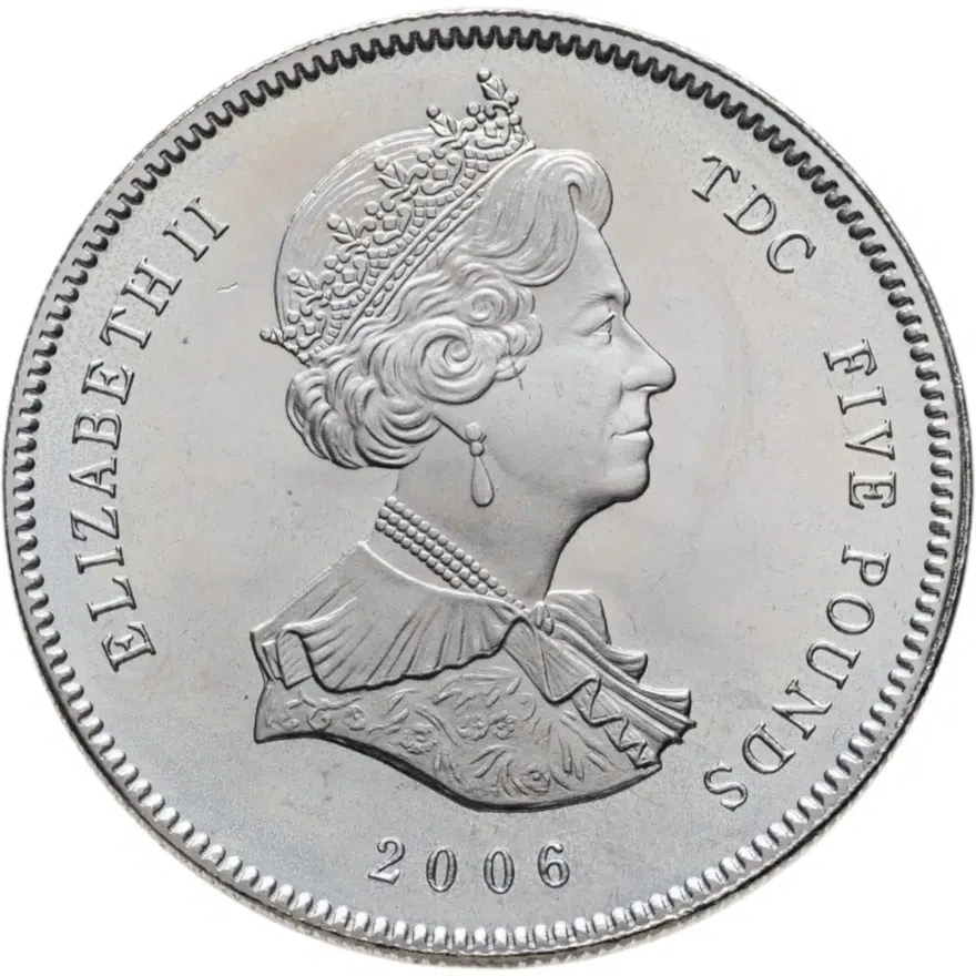 Тристан-да-Кунья 5 фунтов (pounds) 2006 "80 лет со дня рождения Королевы Елизаветы II - монограмма", реверс