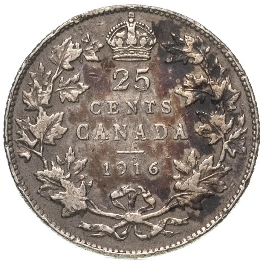 Канада 25 центов (квотер, cents) 1916, аверс