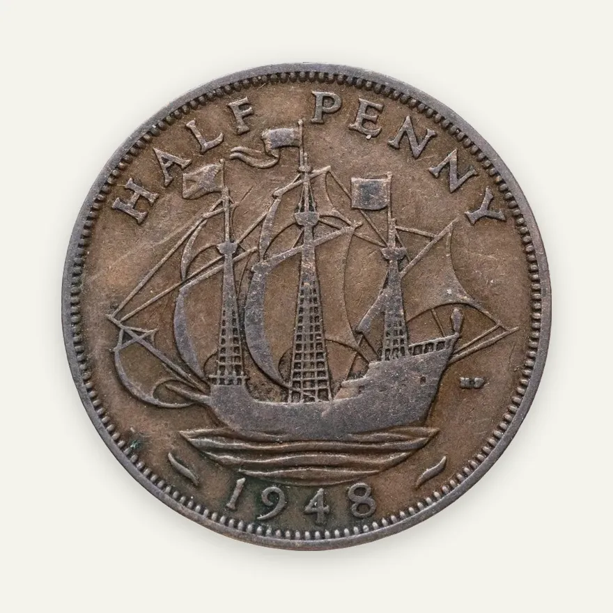 Великобритания 1/2 пенни (penny) 1948, аверс
