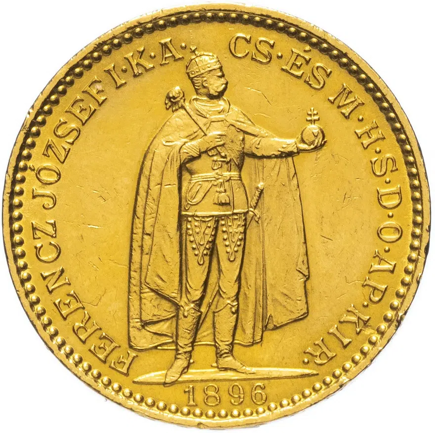 Венгрия 20 крон (korona) 1896, аверс