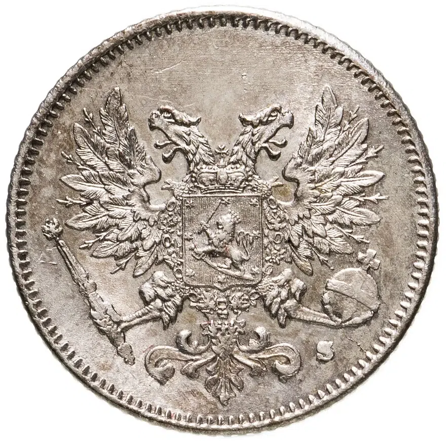 Финляндия 25 пенни (pennia) 1917 орел без короны, реверс