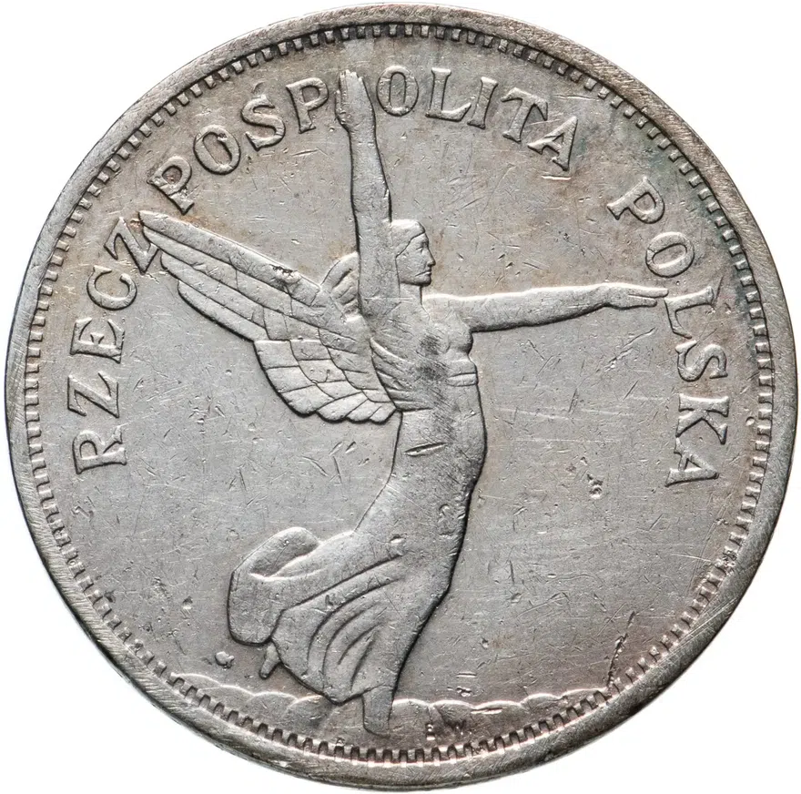 Польша 5 злотых (zlotych) 1928 K Ника знак монетного двора: "K"