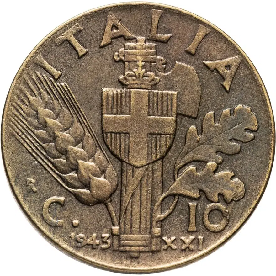 Италия 10 чентезимо (centesimi) 1943