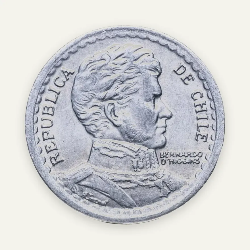 Чили 1 песо (peso) 1954  Алюминий /серый цвет/, реверс