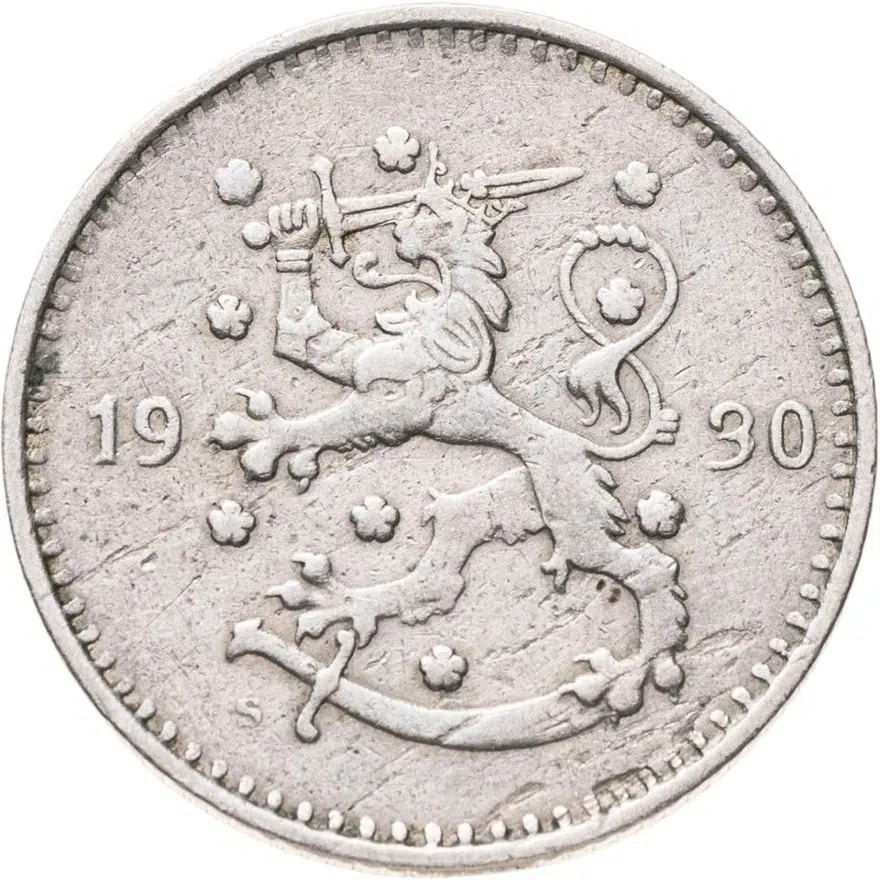 Финляндия 1 марка (markka) 1930, реверс