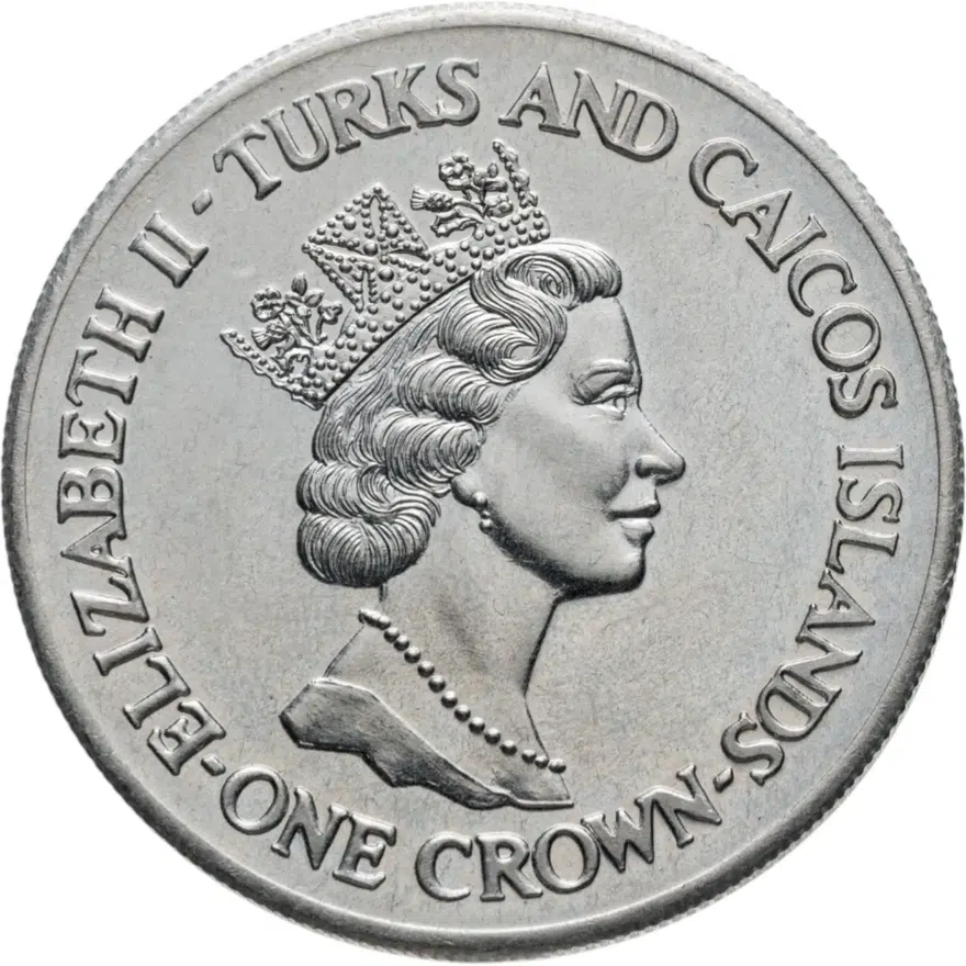 Тёркс и Кайкос 1 крона (crown) 1991 65 лет со дня рождения Елизаветы II и 70 лет со дня рождения Принца Филиппа