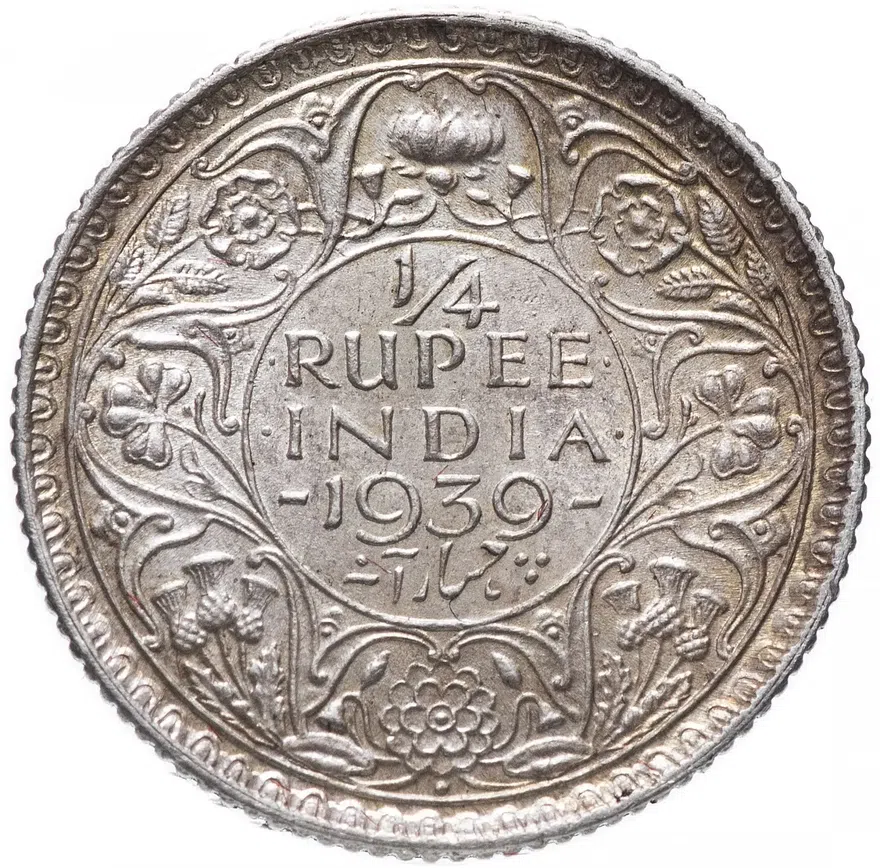 Индия (Британская) 1/4 рупии (rupee) 1939, реверс