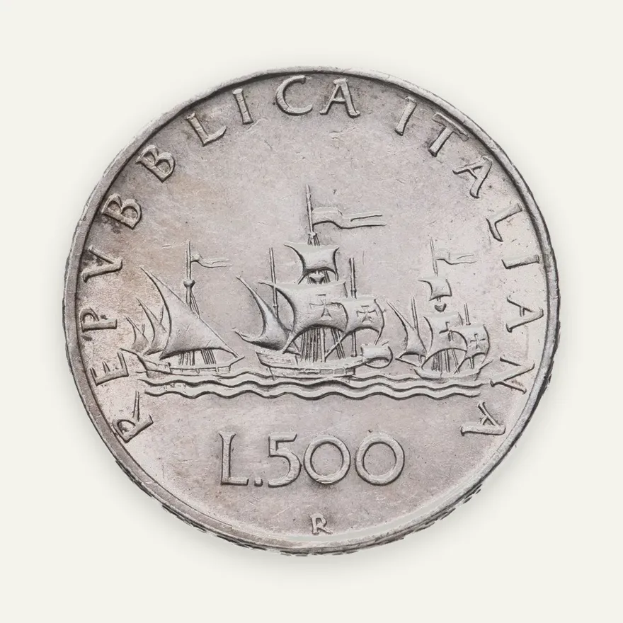 Италия 500 лир (lire) 1959, реверс