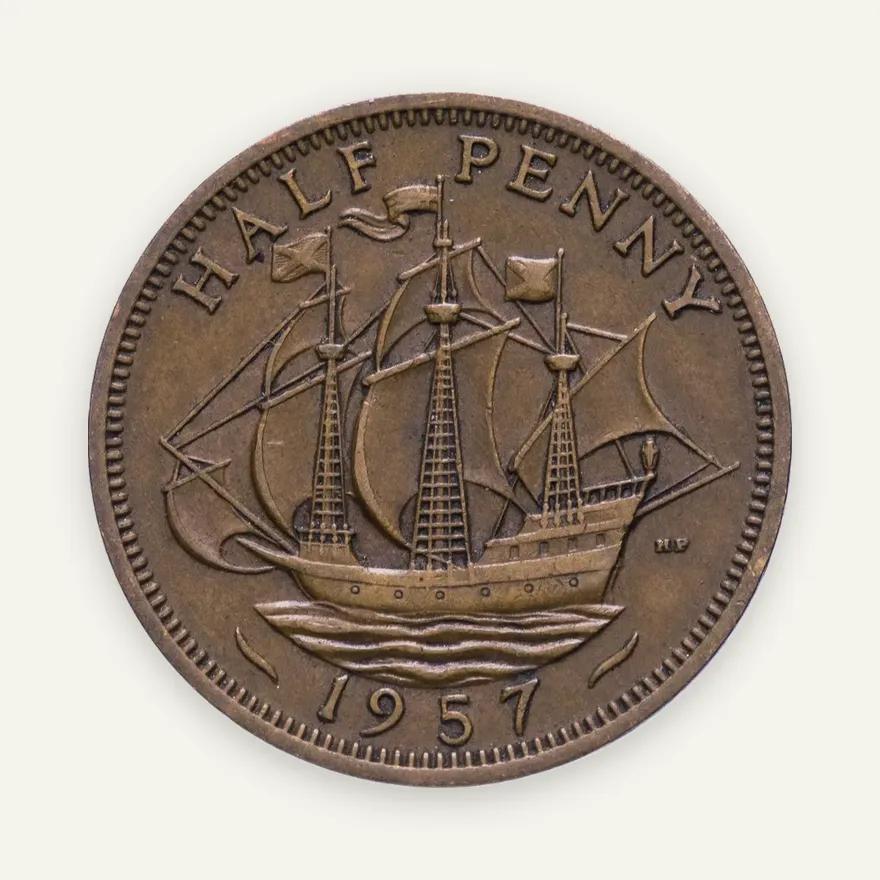 Великобритания 1/2 пенни (penny) 1957, реверс