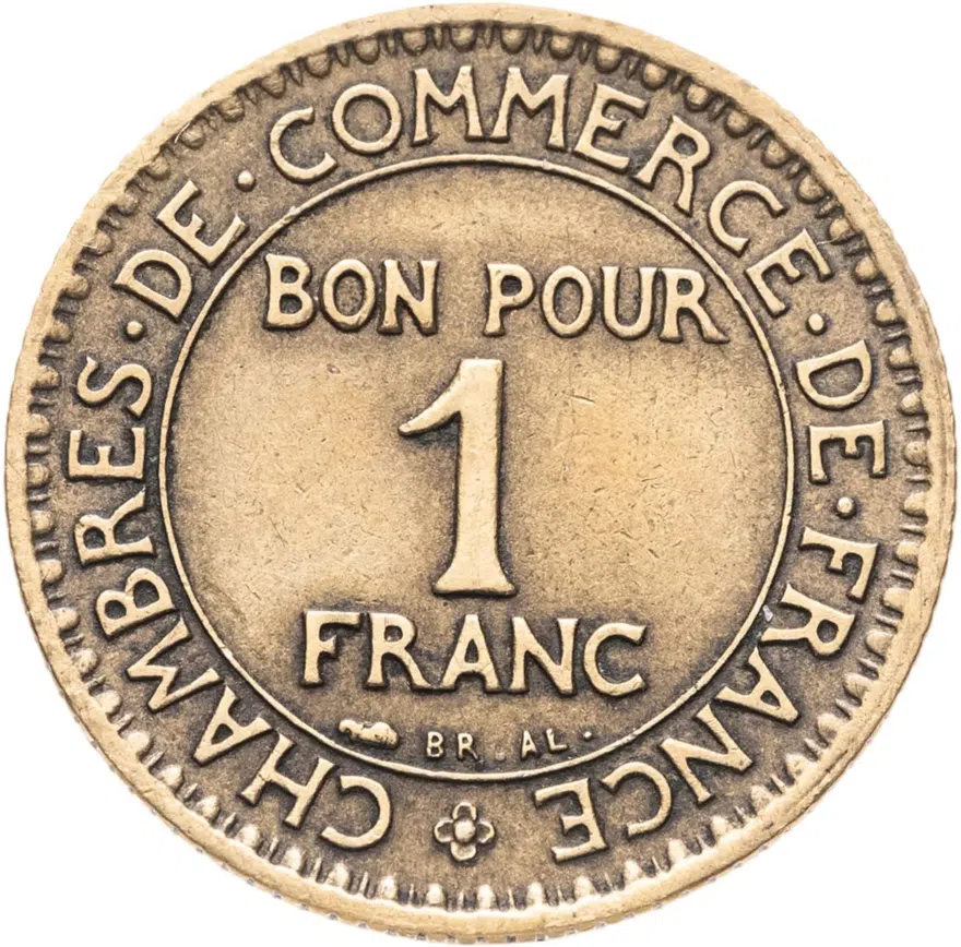 Франция 1 франк (franc) 1924, реверс